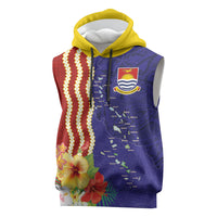 Kiribati Heritage Sleeveless Hoodie Map of the Islands and Polynesia Pattern