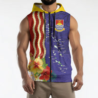 Kiribati Heritage Sleeveless Zip Hoodie Map of the Islands and Polynesia Pattern
