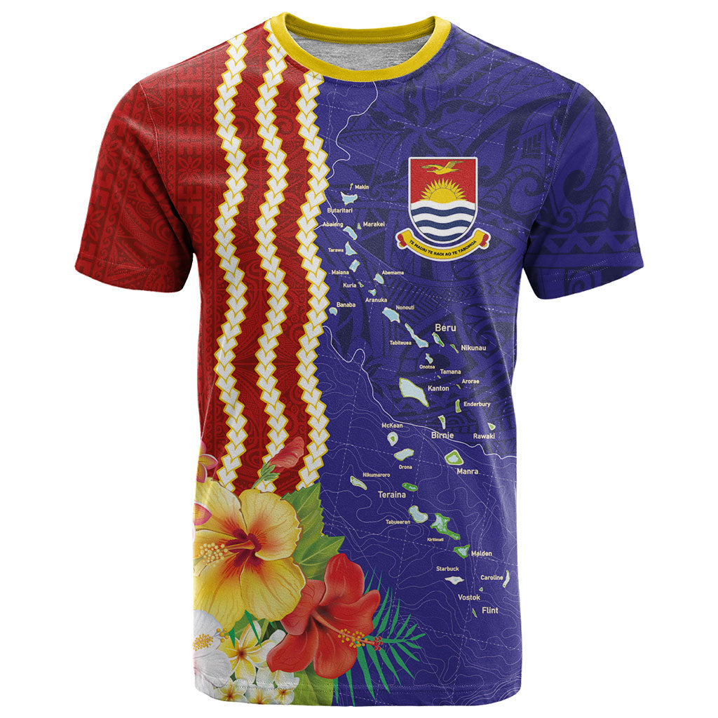 Kiribati Heritage T Shirt Map of the Islands and Polynesia Pattern