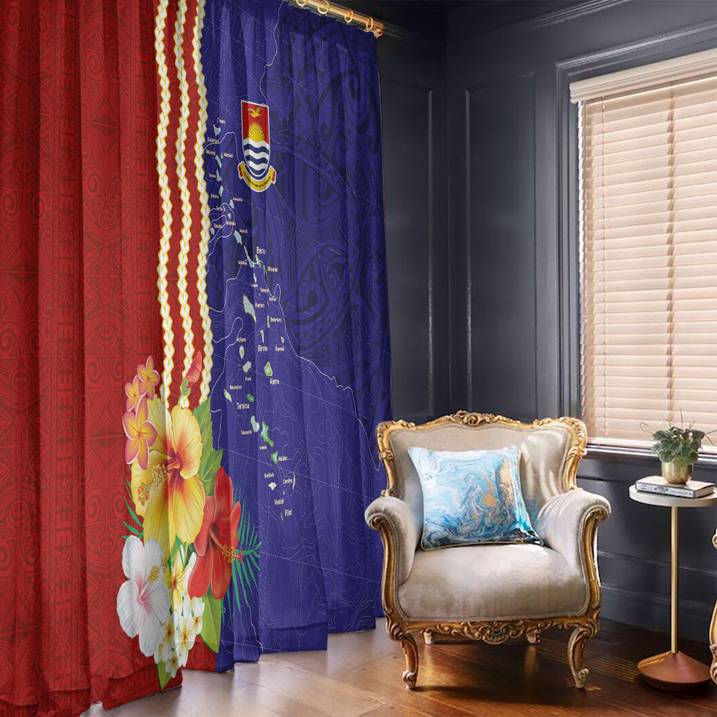 Kiribati Heritage Window Curtain Map of the Islands and Polynesia Pattern