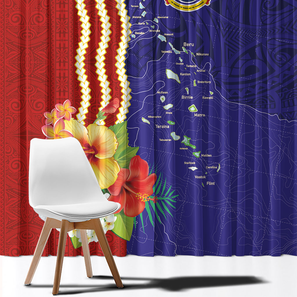 Kiribati Heritage Window Curtain Map of the Islands and Polynesia Pattern