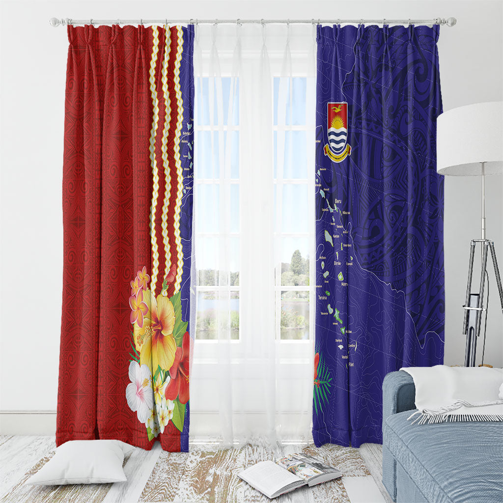 Kiribati Heritage Window Curtain Map of the Islands and Polynesia Pattern