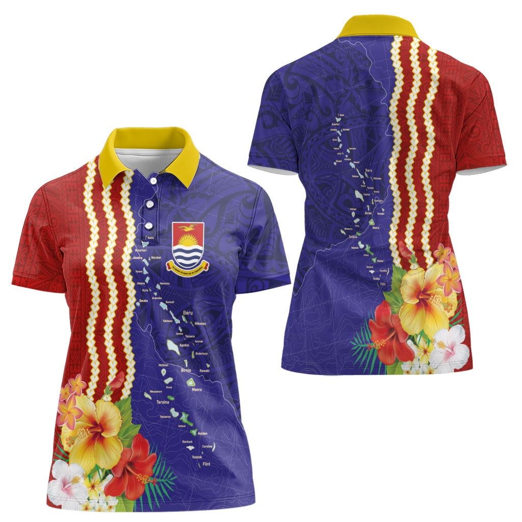 Kiribati Heritage Women Polo Shirt Map of the Islands and Polynesia Pattern