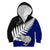 Aotearoa New Zealand Kid Hoodie Silver Fern Kiwi Bird and NZ Map with Maori Tribal Blue Style LT03 - Polynesian Pride