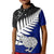 Aotearoa New Zealand Kid Polo Shirt Silver Fern Kiwi Bird and NZ Map with Maori Tribal Blue Style LT03 Kid Blue - Polynesian Pride