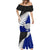 Aotearoa New Zealand Mermaid Dress Silver Fern Kiwi Bird and NZ Map with Maori Tribal Blue Style LT03 - Polynesian Pride