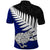 Aotearoa New Zealand Polo Shirt Silver Fern Kiwi Bird and NZ Map with Maori Tribal Blue Style LT03 - Polynesian Pride