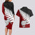 Aotearoa New Zealand Couples Matching Long Sleeve Bodycon Dress and Hawaiian Shirt Silver Fern Kiwi Bird and NZ Map with Maori Tribal Red Style LT03 - Polynesian Pride