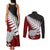 Aotearoa New Zealand Couples Matching Tank Maxi Dress and Long Sleeve Button Shirts Silver Fern Kiwi Bird and NZ Map with Maori Tribal Red Style LT03 - Polynesian Pride