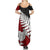 Aotearoa New Zealand Summer Maxi Dress Silver Fern Kiwi Bird and NZ Map with Maori Tribal Red Style LT03 - Polynesian Pride