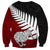 Aotearoa New Zealand Sweatshirt Silver Fern Kiwi Bird and NZ Map with Maori Tribal Red Style LT03 - Polynesian Pride