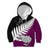 Aotearoa New Zealand Kid Hoodie Silver Fern Kiwi Bird and NZ Map with Maori Tribal Pink Style LT03 Red - Polynesian Pride