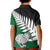 Aotearoa New Zealand Kid Polo Shirt Silver Fern Kiwi Bird and NZ Map with Maori Tribal Green Style LT03 - Polynesian Pride