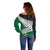 Aotearoa New Zealand Off Shoulder Sweater Silver Fern Kiwi Bird and NZ Map with Maori Tribal Green Style LT03 - Polynesian Pride