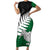 Aotearoa New Zealand Short Sleeve Bodycon Dress Silver Fern Kiwi Bird and NZ Map with Maori Tribal Green Style LT03 Long Dress Green - Polynesian Pride