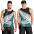 Aotearoa New Zealand Men Tank Top Silver Fern Kiwi Bird and NZ Map with Maori Tribal Turquoise Style LT03 - Polynesian Pride