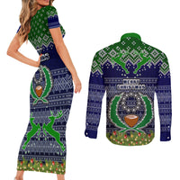 pohnpei-state-christmas-couples-matching-short-sleeve-bodycon-dress-and-long-sleeve-button-shirts-coat-of-arms-beautiful-merry-xmas-snowflake
