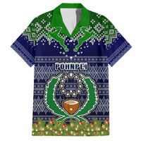 Pohnpei State Christmas Family Matching Long Sleeve Bodycon Dress and Hawaiian Shirt Coat of Arms Beautiful Merry Xmas Snowflake LT03 Dad's Shirt - Short Sleeve Blue - Polynesian Pride