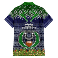 pohnpei-state-christmas-family-matching-off-shoulder-long-sleeve-dress-and-hawaiian-shirt-coat-of-arms-beautiful-merry-xmas-snowflake