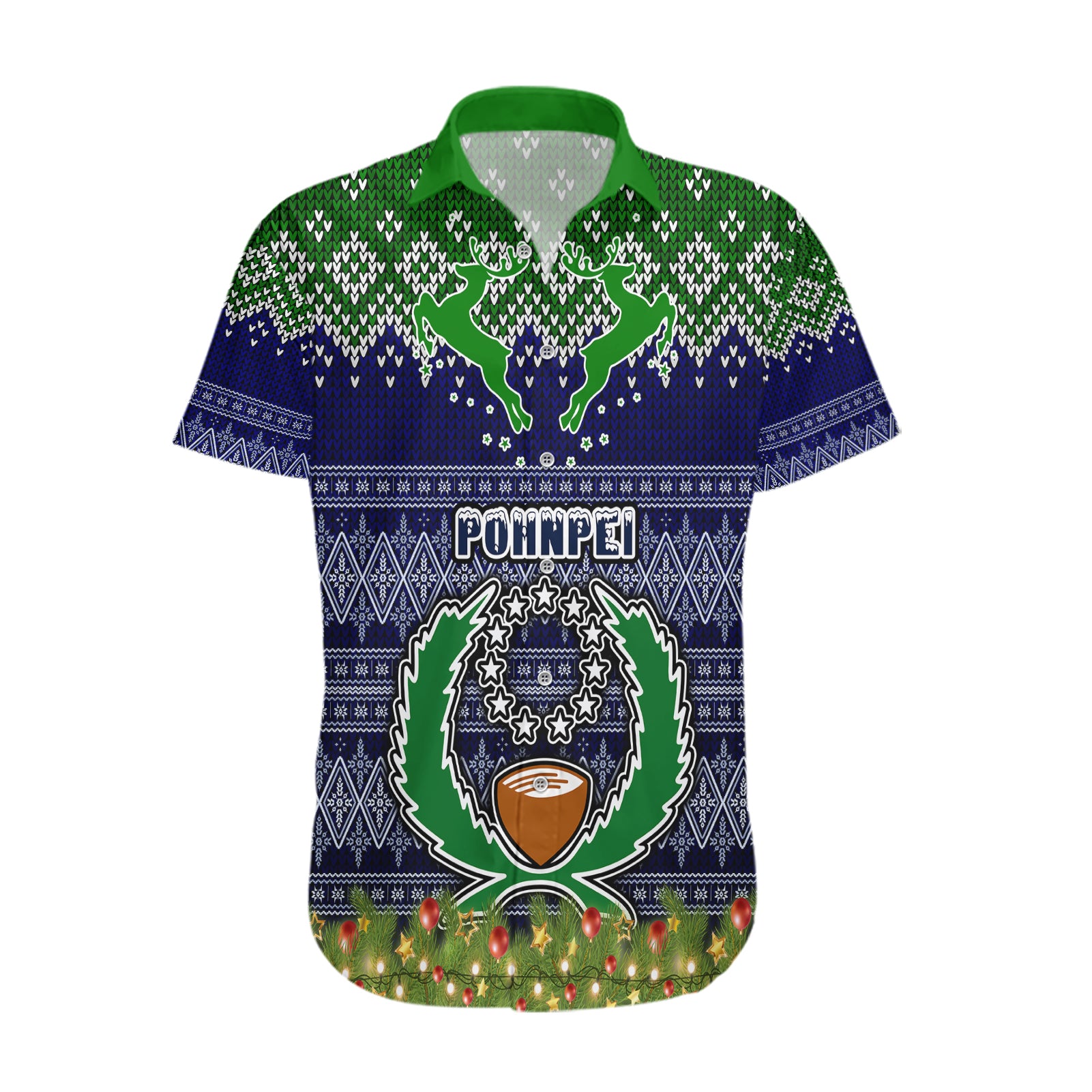 pohnpei-state-christmas-hawaiian-shirt-coat-of-arms-beautiful-merry-xmas-snowflake