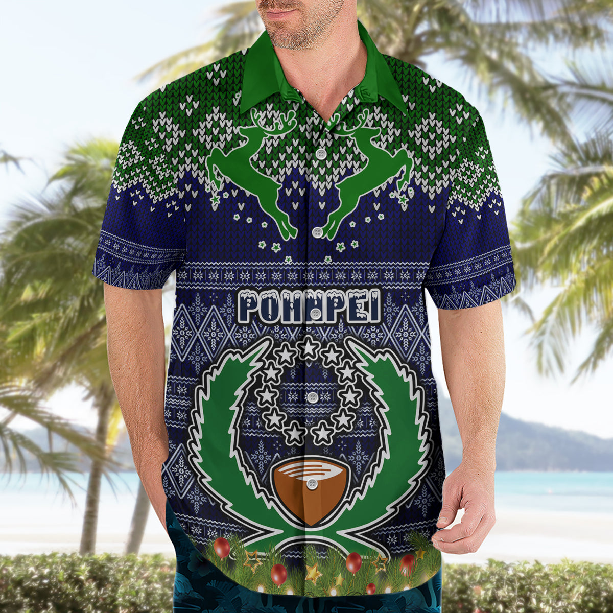 pohnpei-state-christmas-hawaiian-shirt-coat-of-arms-beautiful-merry-xmas-snowflake