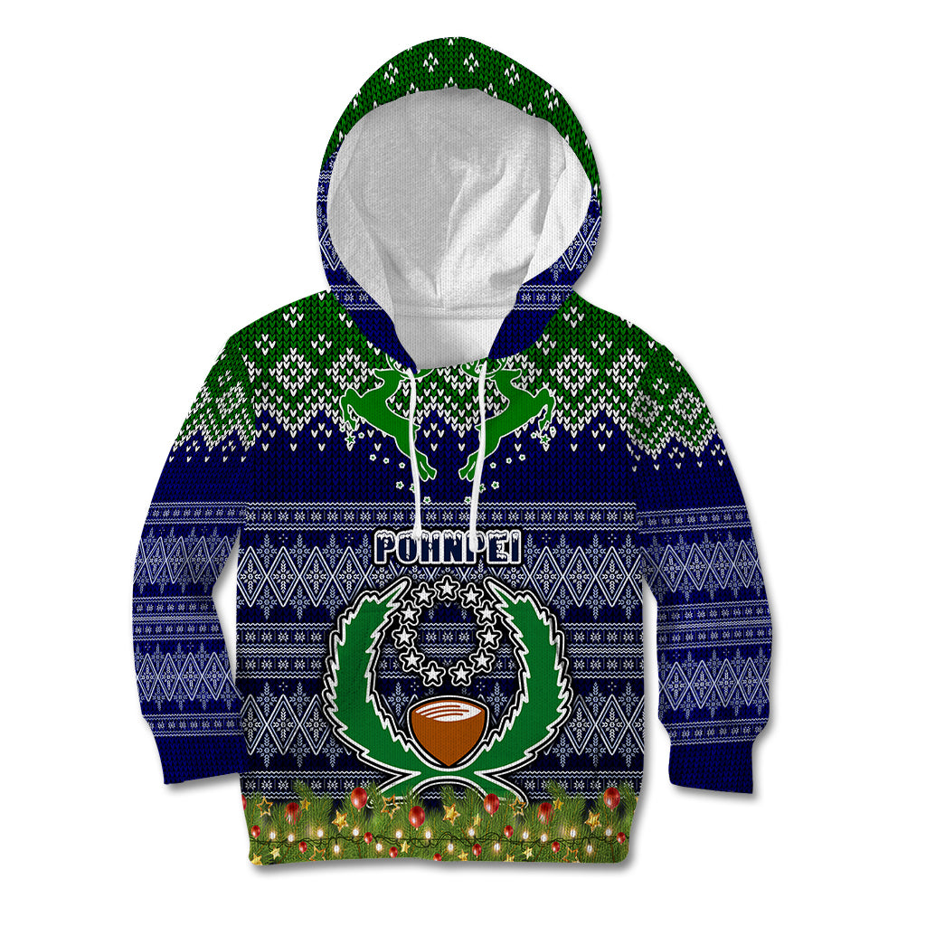 Pohnpei State Christmas Kid Hoodie Coat of Arms Beautiful Merry Xmas Snowflake LT03 Hoodie Blue - Polynesian Pride
