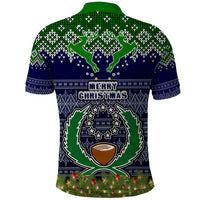 Pohnpei State Christmas Polo Shirt Coat of Arms Beautiful Merry Xmas Snowflake LT03 - Polynesian Pride