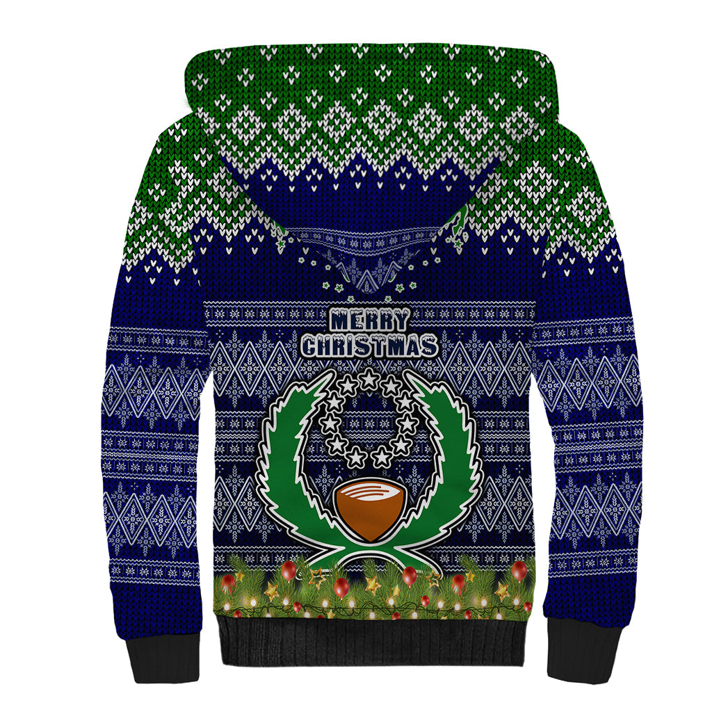 pohnpei-state-christmas-sherpa-hoodie-coat-of-arms-beautiful-merry-xmas-snowflake