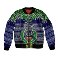 pohnpei-state-christmas-sleeve-zip-bomber-jacket-coat-of-arms-beautiful-merry-xmas-snowflake