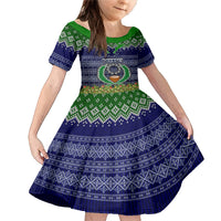 Personalised Pohnpei State Christmas Family Matching Mermaid Dress and Hawaiian Shirt Coat of Arms Beautiful Merry Xmas Snowflake LT03 Daughter's Dress Blue - Polynesian Pride