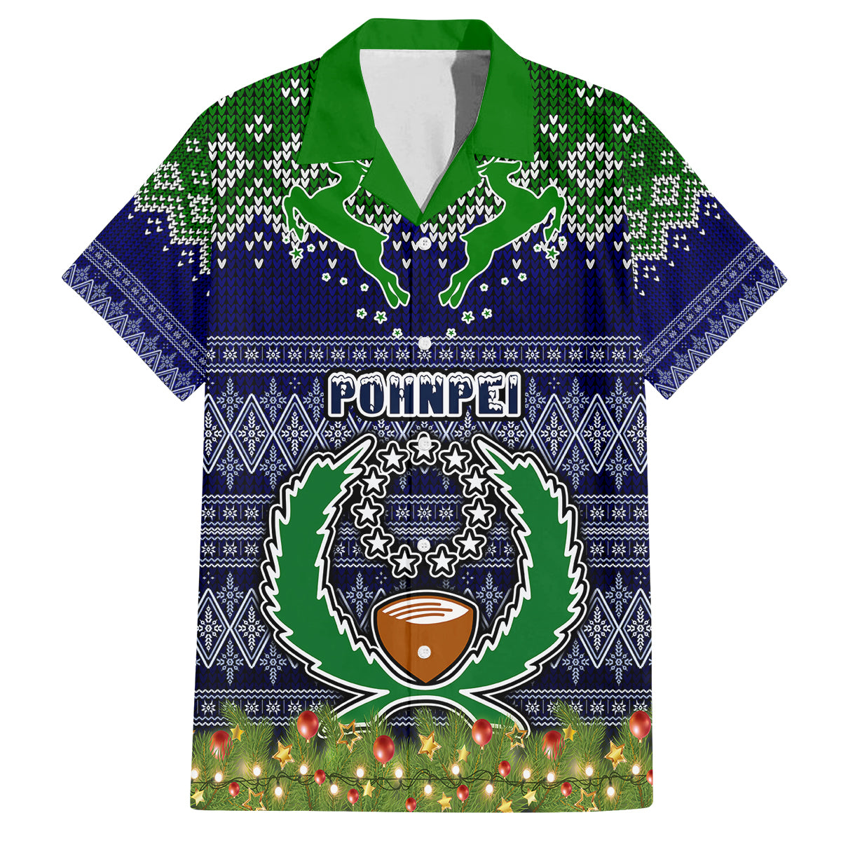 personalised-pohnpei-state-christmas-family-matching-off-shoulder-long-sleeve-dress-and-hawaiian-shirt-coat-of-arms-beautiful-merry-xmas-snowflake