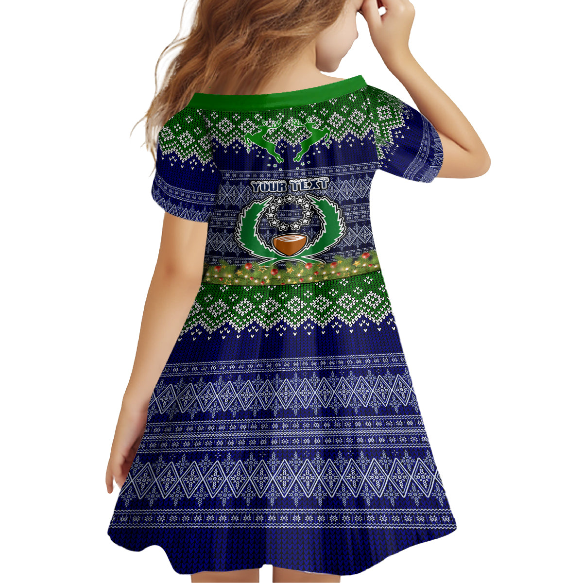 Personalised Pohnpei State Christmas Family Matching Off Shoulder Short Dress and Hawaiian Shirt Coat of Arms Beautiful Merry Xmas Snowflake LT03 - Polynesian Pride
