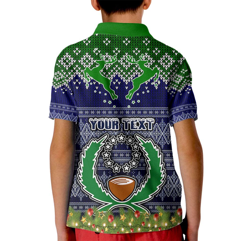 Personalised Pohnpei State Christmas Kid Polo Shirt Coat of Arms Beautiful Merry Xmas Snowflake LT03 - Polynesian Pride