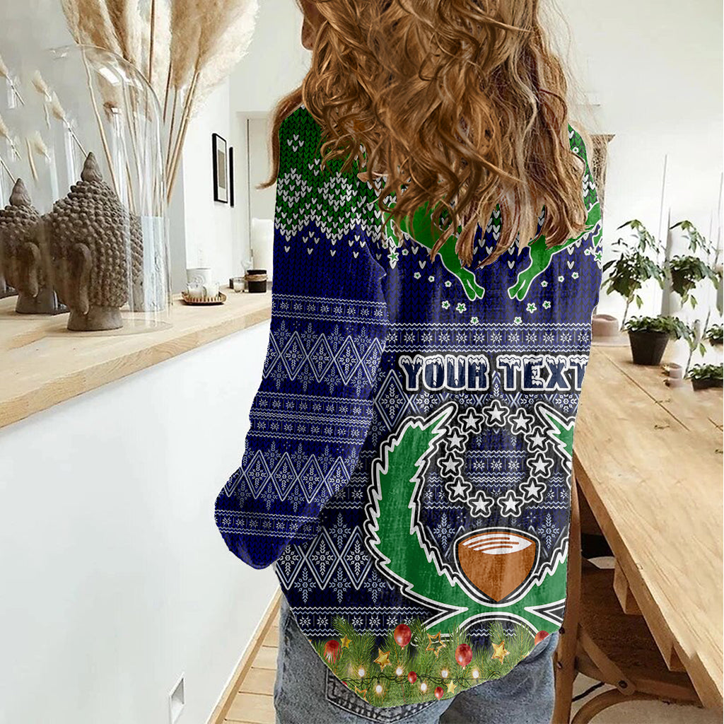 personalised-pohnpei-state-christmas-women-casual-shirt-coat-of-arms-beautiful-merry-xmas-snowflake