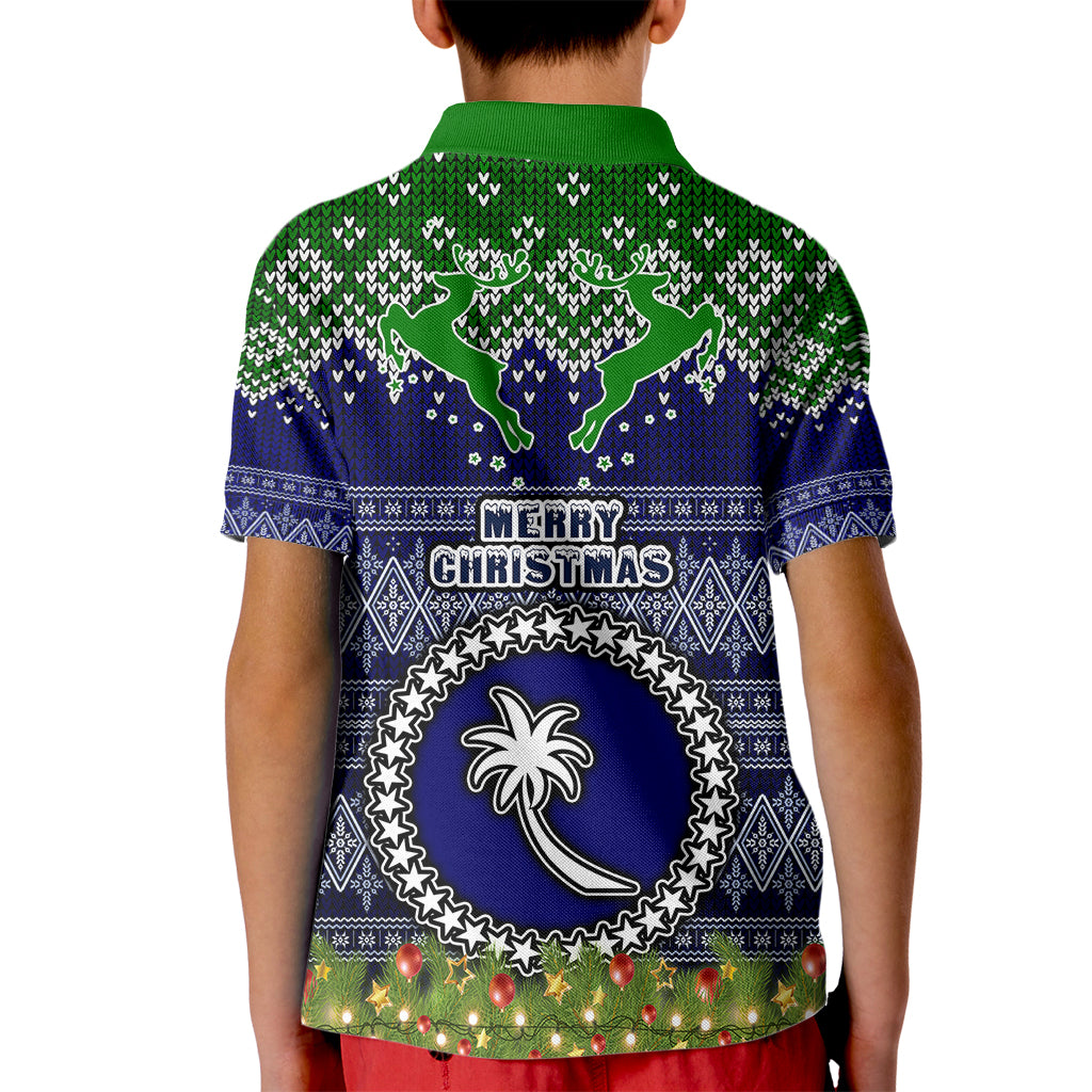 Chuuk State Christmas Kid Polo Shirt Coat of Arms Beautiful Merry Xmas Snowflake LT03 - Polynesian Pride