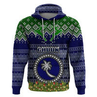 Personalised Chuuk State Christmas Hoodie Coat of Arms Beautiful Merry Xmas Snowflake LT03 Blue - Polynesian Pride