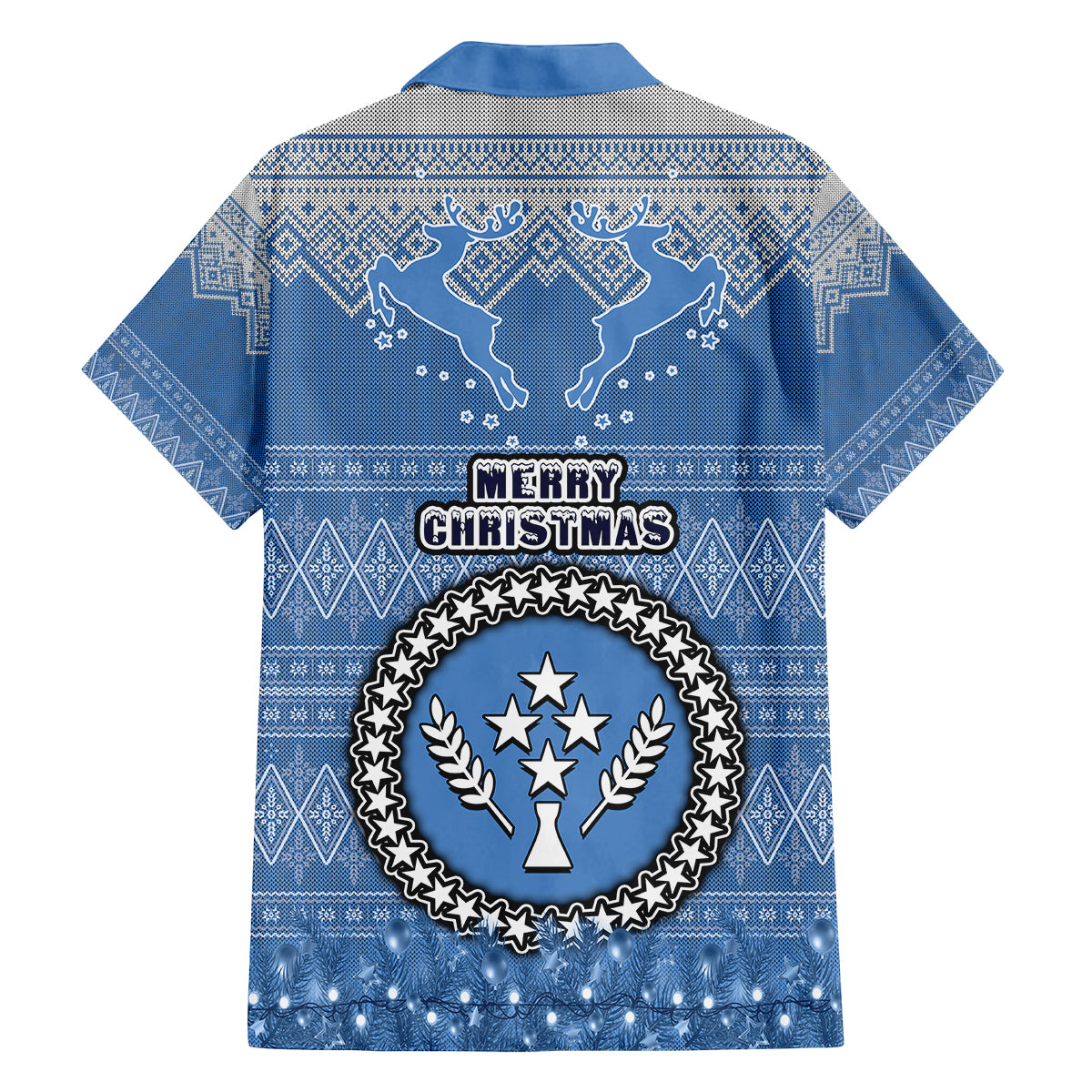 Kosrae Christmas Family Matching Off Shoulder Short Dress and Hawaiian Shirt Coat of Arms Beautiful Merry Xmas Snowflake LT03 - Polynesian Pride