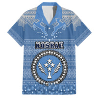 Kosrae Christmas Family Matching Short Sleeve Bodycon Dress and Hawaiian Shirt Coat of Arms Beautiful Merry Xmas Snowflake LT03 Dad's Shirt - Short Sleeve Blue - Polynesian Pride