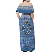 Kosrae Christmas Off Shoulder Maxi Dress Coat of Arms Beautiful Merry Xmas Snowflake LT03 - Polynesian Pride