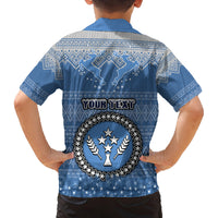 Personalised Kosrae Christmas Family Matching Off Shoulder Short Dress and Hawaiian Shirt Coat of Arms Beautiful Merry Xmas Snowflake LT03 - Polynesian Pride