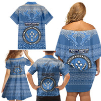 Personalised Kosrae Christmas Family Matching Off Shoulder Short Dress and Hawaiian Shirt Coat of Arms Beautiful Merry Xmas Snowflake LT03 - Polynesian Pride