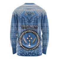Personalised Kosrae Christmas Long Sleeve Shirt Coat of Arms Beautiful Merry Xmas Snowflake LT03 - Polynesian Pride