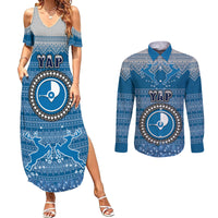 yap-christmas-couples-matching-summer-maxi-dress-and-long-sleeve-button-shirts-coat-of-arms-beautiful-merry-xmas-snowflake