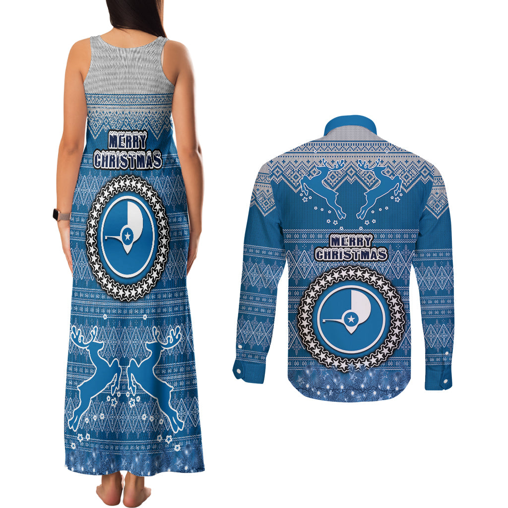 yap-christmas-couples-matching-tank-maxi-dress-and-long-sleeve-button-shirts-coat-of-arms-beautiful-merry-xmas-snowflake