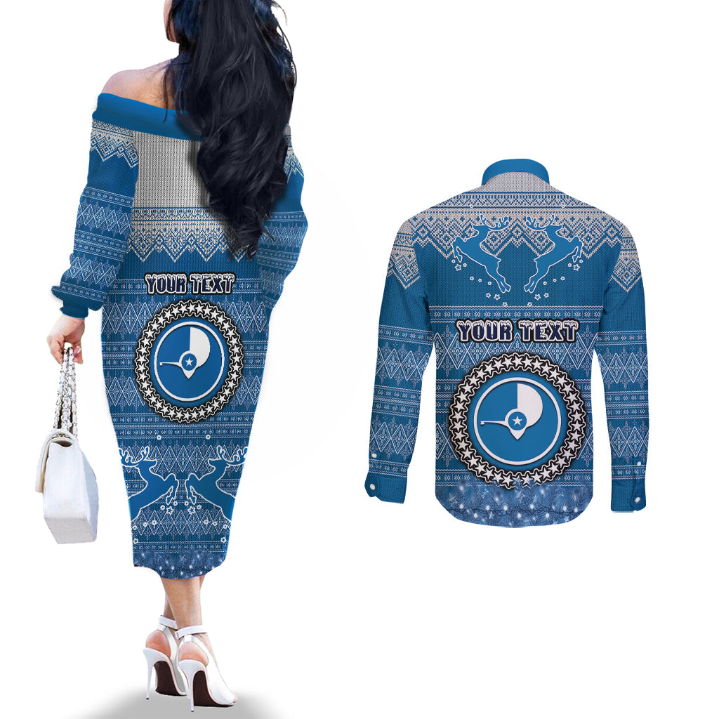 personalised-yap-christmas-couples-matching-off-the-shoulder-long-sleeve-dress-and-long-sleeve-button-shirts-coat-of-arms-beautiful-merry-xmas-snowflake