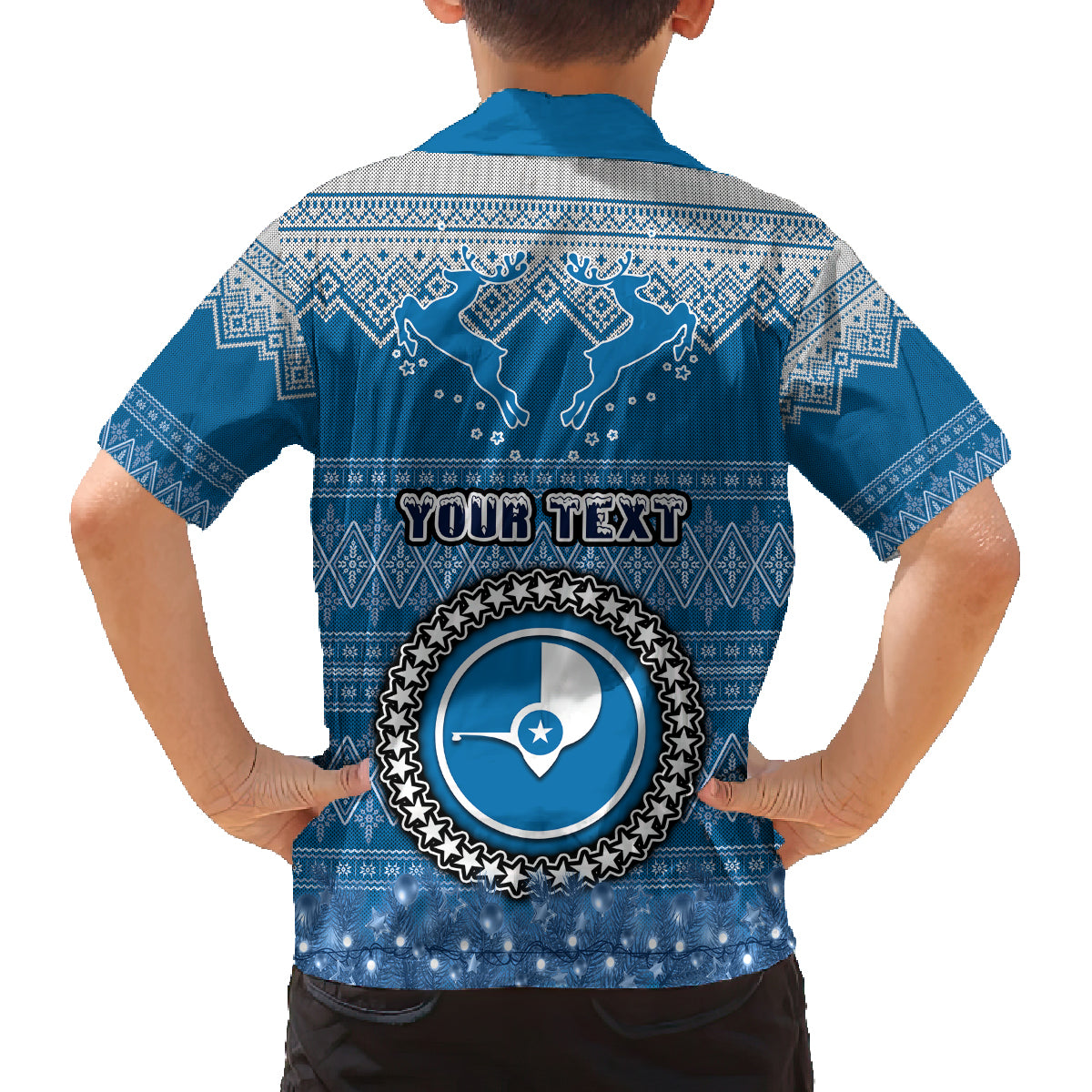 Personalised Yap Christmas Family Matching Off Shoulder Short Dress and Hawaiian Shirt Coat of Arms Beautiful Merry Xmas Snowflake LT03 - Polynesian Pride