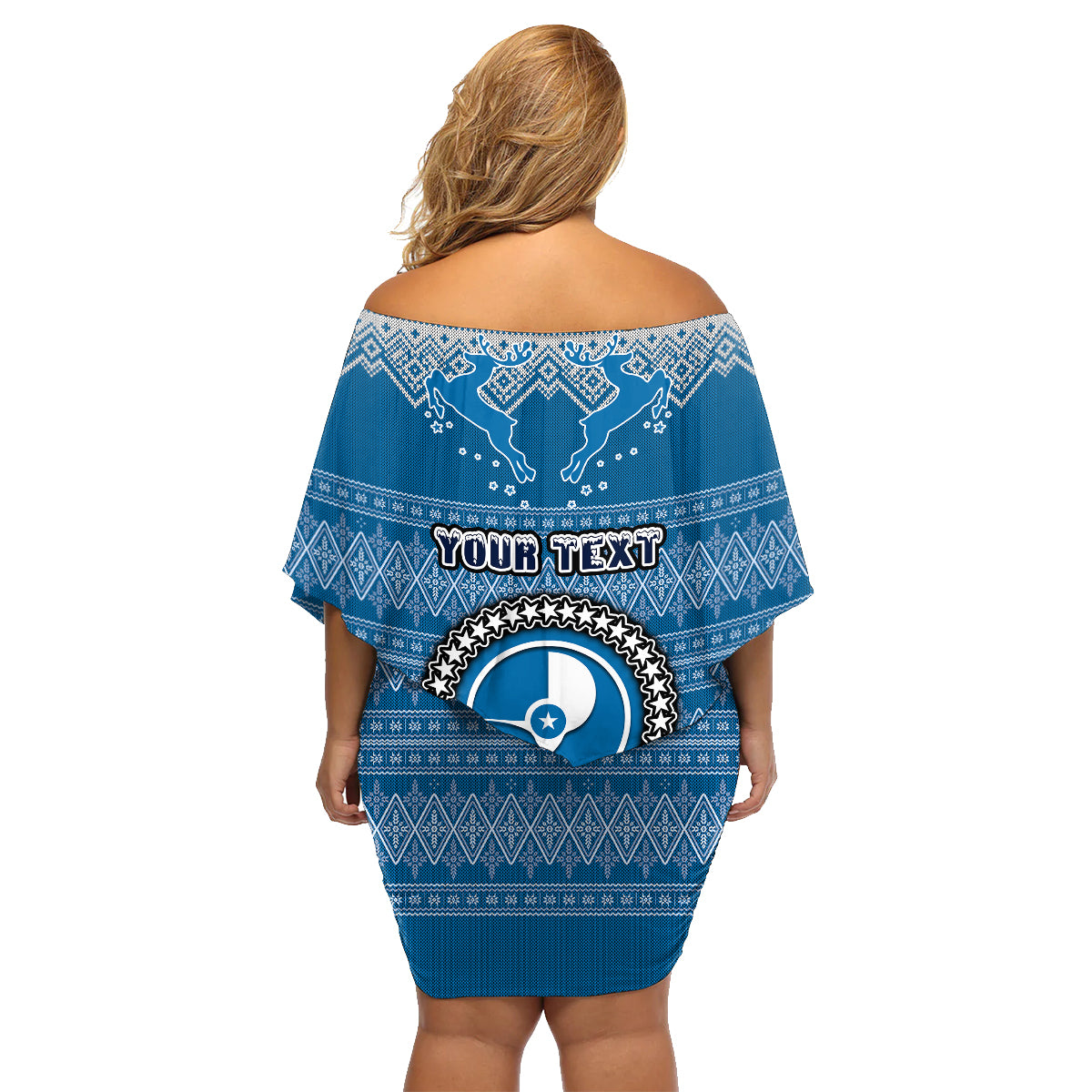 Personalised Yap Christmas Family Matching Off Shoulder Short Dress and Hawaiian Shirt Coat of Arms Beautiful Merry Xmas Snowflake LT03 - Polynesian Pride