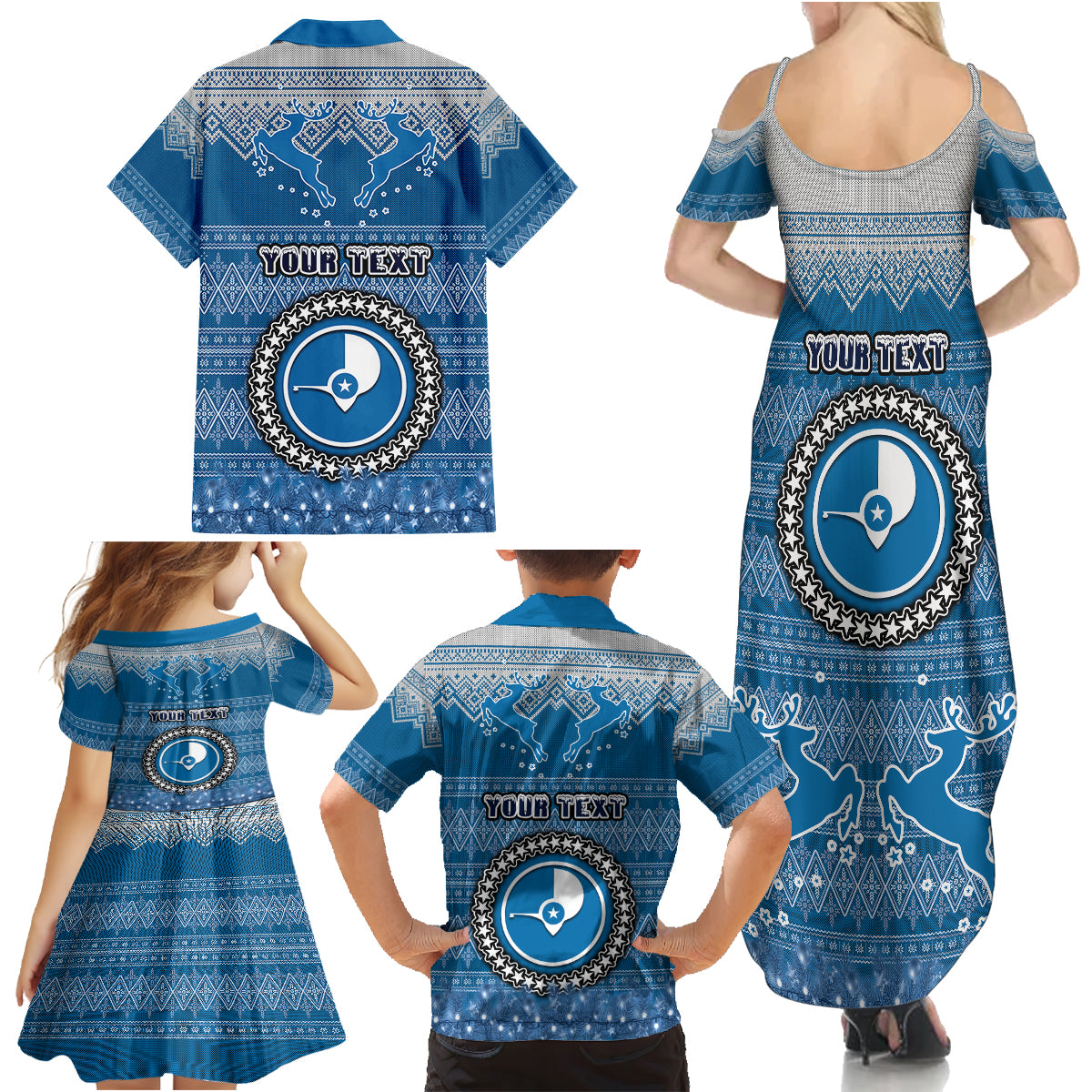 personalised-yap-christmas-family-matching-summer-maxi-dress-and-hawaiian-shirt-coat-of-arms-beautiful-merry-xmas-snowflake