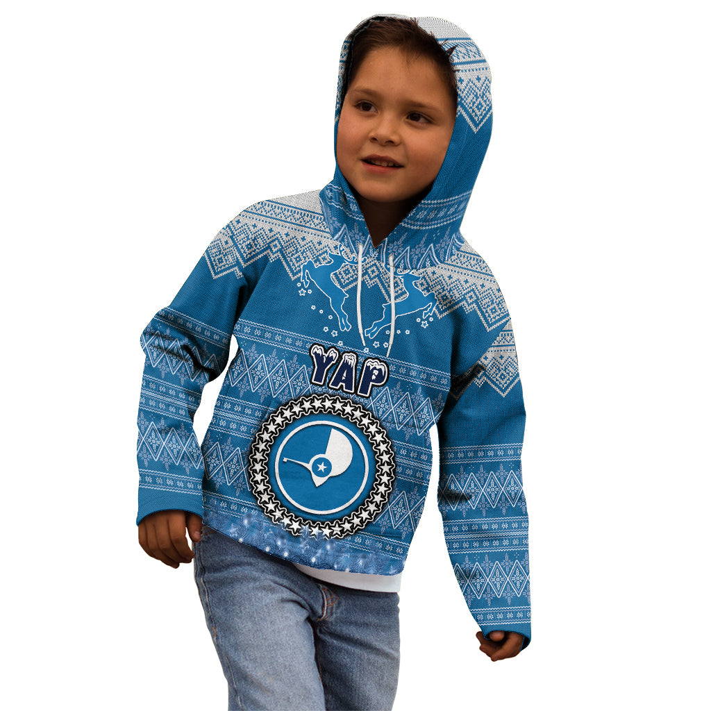 Personalised Yap Christmas Kid Hoodie Coat of Arms Beautiful Merry Xmas Snowflake LT03 - Polynesian Pride
