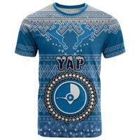 Personalised Yap Christmas T Shirt Coat of Arms Beautiful Merry Xmas Snowflake LT03 Blue - Polynesian Pride